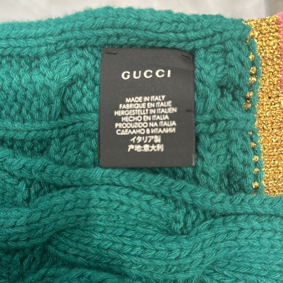 Gucci Wool and Cashmere Pink and Green Scarf - Picture 3 of 6